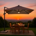 Guarda-sol com Braço Ajustável e Iluminação LED 3x3m Paradise Brown Light Saldos