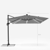 Guarda-sol com Braço Ajustável e Iluminação LED 3x3m Paradise Brown Light 