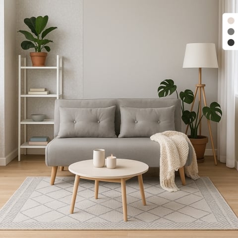 Sofá-cama sala de estar 2 lugares estilo escandinavo tecido Elettra Promoção