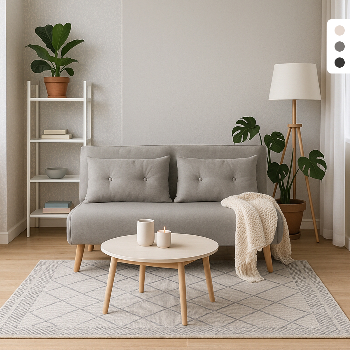 Sofá-cama sala de estar 2 lugares estilo escandinavo tecido Elettra