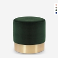 Puff c/Apoio para os Pés Banco baixo Estofado Redondo Veludo Rossetto Promoção