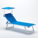 2 Espreguiçadeiras Praia Alumínio c/Toldo para-sol Nettuno 