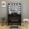 Móvel de Maquilhagem preto c/Lâmpadas Iluminação Espelho e Banco Gaia Black Escolha
