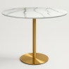 Mesa Redonda Estilo Goblet Moderna Elegante 120cm Efeito Mármore Dourada Monika+ Promoção