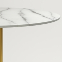 Mesa Redonda Estilo Goblet Moderna Elegante 120cm Efeito Mármore Dourada Monika+ Estoque