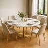 Mesa Redonda Estilo Goblet Moderna Elegante 120cm Efeito Mármore Dourada Monika+ Saldos
