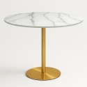 Mesa Redonda 80cm Mármore Dourada Moderna Elegante Monika Promoção