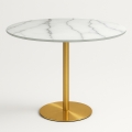 Mesa Redonda 80cm Mármore Dourada Moderna Elegante Monika Promoção