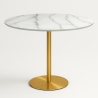 Mesa Redonda 80cm Mármore Dourada Moderna Elegante Monika Promoção