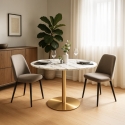 Mesa Redonda 80cm Mármore Dourada Moderna Elegante Monika Saldos