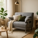 Sofá-cama dobrável p/Apartamentos pequenos Prático Simples Almofadas Deborah twin 