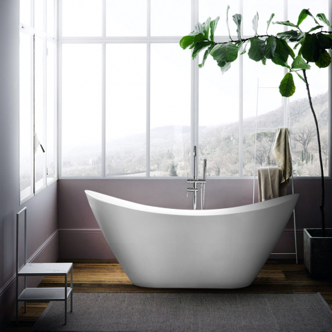 Banheira oval de instalação livre Acrílico Branca Resistente Casa de Banho Siro Promoção