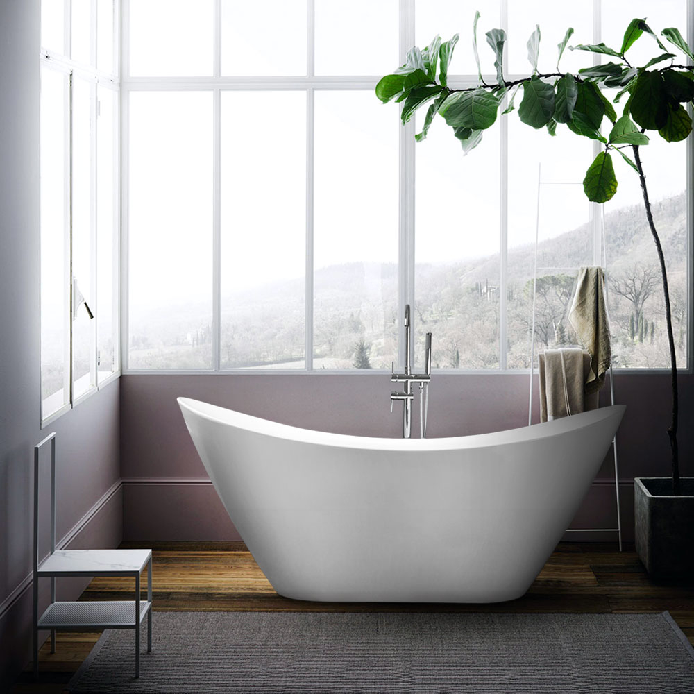 Banheira oval de instalação livre Acrílico Branca Resistente Casa de Banho Siro
