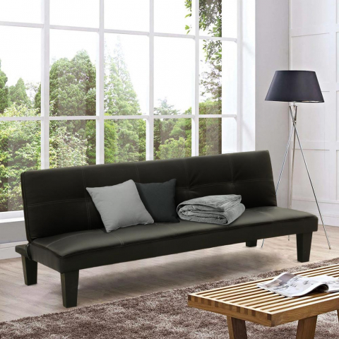 Pequeno sofá-cama pele sintética apartamento Topazio Living