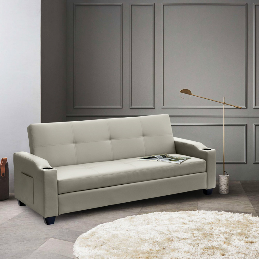 Divani letto 2 posti in similpelle reclinabile Ambra pronto letto