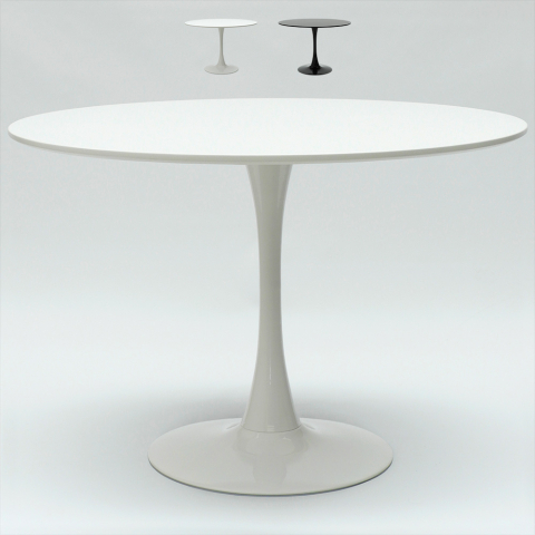 120 cm mesa redonda em preto e branco para sala bar cozinha restaurante Tulip
