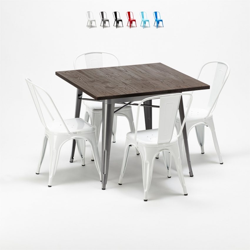 Conjunto de Mesa e Cadeiras Quadradas de Metal Jamaica Estoque Conjunto de Mesa e Cadeiras Quadradas de Metal Jamaica Estoque