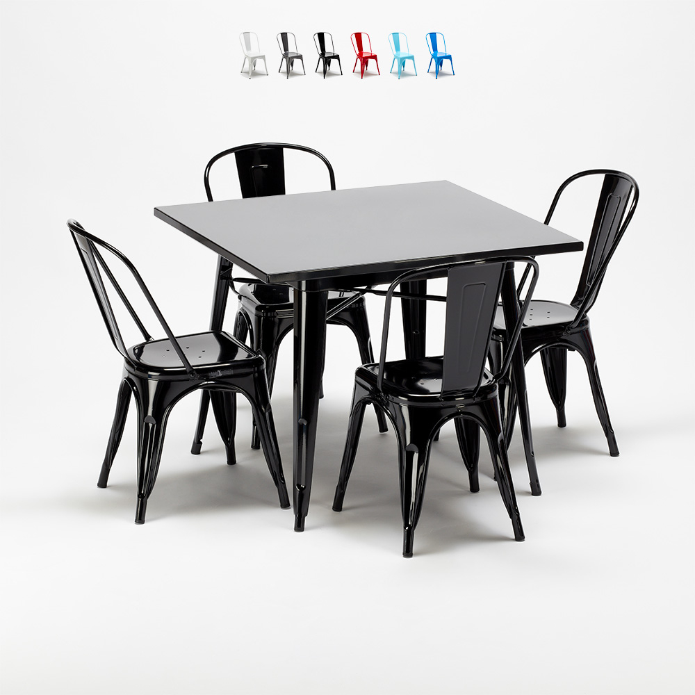 Mesa Quadrada e Cadeiras de Metal Moderna Profissional Soho