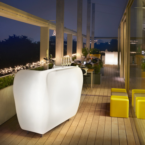 Balcão de Bar Branco com Luz Iluminação LED Moderno Exterior Roller  Promoção