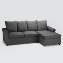Sofá-cama 3 lugares c/Tecido removível Almofadas Decoração interior Lapislazzuli Plus Oferta