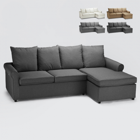 Sofá-cama de canto de 3 lugares com estojo removível Lapislazzuli plus