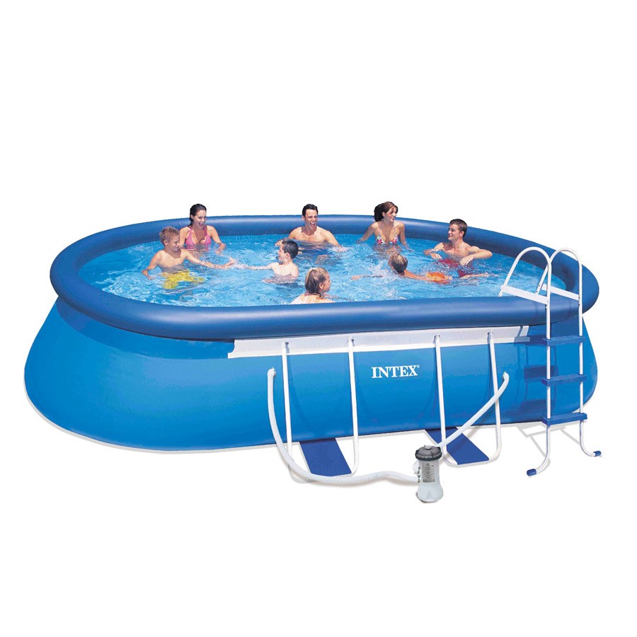 Intex 26192 Piscina Oval Completa Escada Toldo Bomba de Filtragem 549x305x107