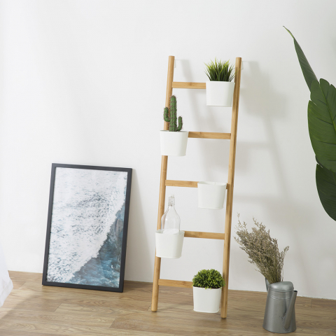 Plantador de escada em madeira 4 degraus design minimalista moderno Starway