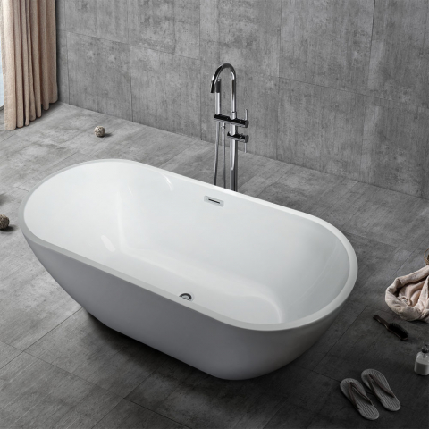 Banheira autónoma em acrílico branco Casa de banho Extra-brilhante Fibra de vidro Coo Promoção