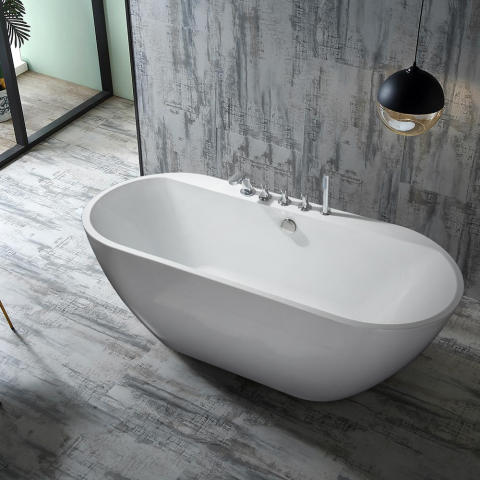 Banheira independente Moderna Elegante Casa de banho Acrílico Branca Kalimnos Promoção