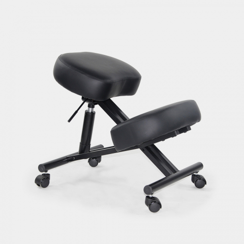 Cadeira ortopédica banco sueco de metal com imitação ergonômica de couro Balancesteel Lux