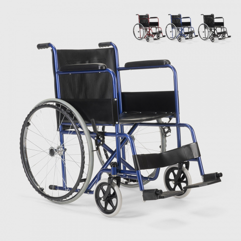 Cadeira de rodas ortopédica dobrável em imitação de couro deficientes e idosos violet