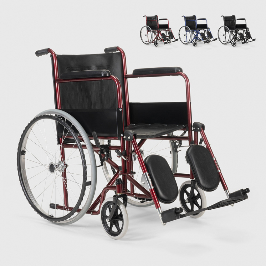 Cadeira de Rodas com Apoio de Pernas Dobrável p/Deficientes e Idosos Peony Oferta