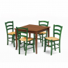 4 Cadeiras e Mesa para Cozinha e Bar em Madeira 80x80 Rusty Modelo