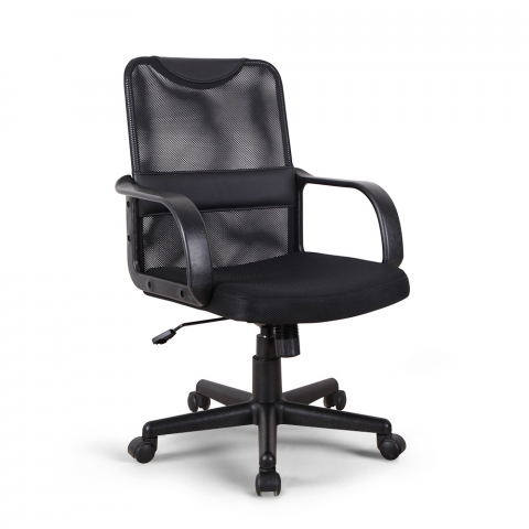 Cadeira de escritório poltrona ergonômica em imitação de couro e tecido losail respirável