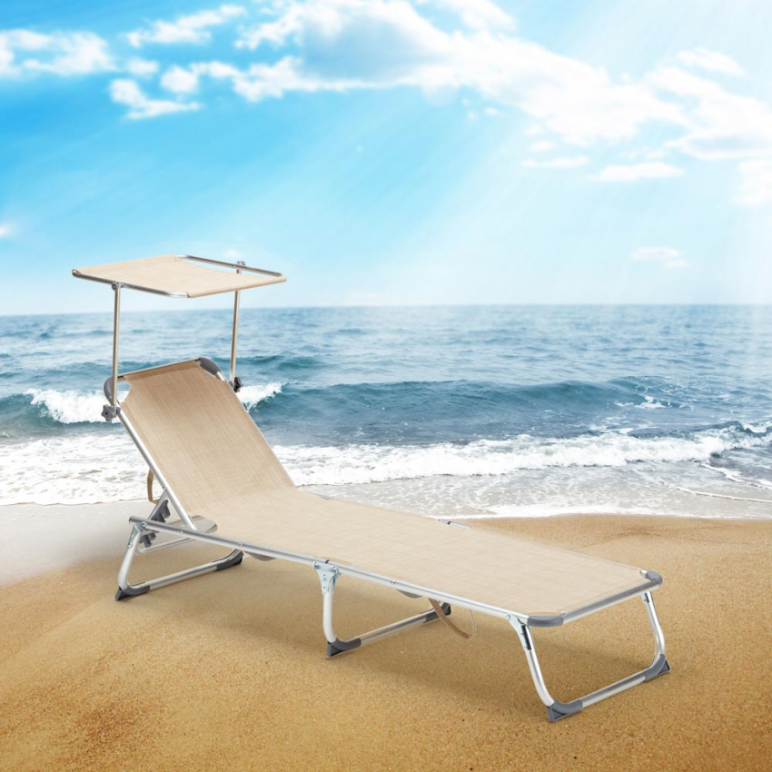 24 Lettini Spiaggia Mare Pieghevoli Con Tettuccio Brandina California