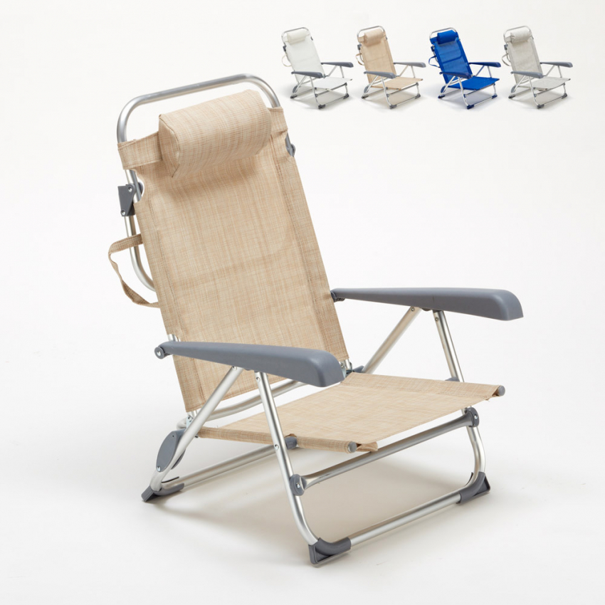 Cadeira de Praia Reclinável com Braços Dobrável Confortável Gargano Descontos