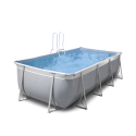 New Plast piscina desmontável 395x265 H125 retangular acima do solo completa cinzento branco Futura 400 Oferta