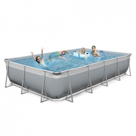 New Plast piscina 650x265 H125 retangular acima do solo completa cinzento branco Futura 650