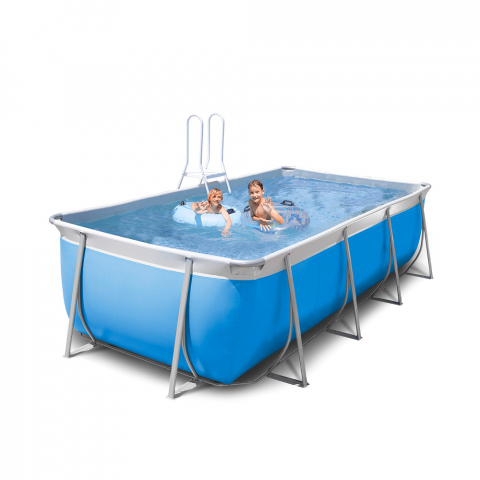 New Plast piscina desmontável 395x265 H125 retangular acima do solo completa Futura 400 Promoção