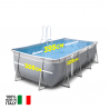 New Plast piscina desmontável 395x265 H125 retangular acima do solo completa cinzento branco Futura 400 Venda