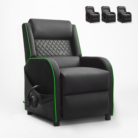 Cadeira para jogos reclinável com botão de pressão e apoio para os pés em couro sintético Challenge
