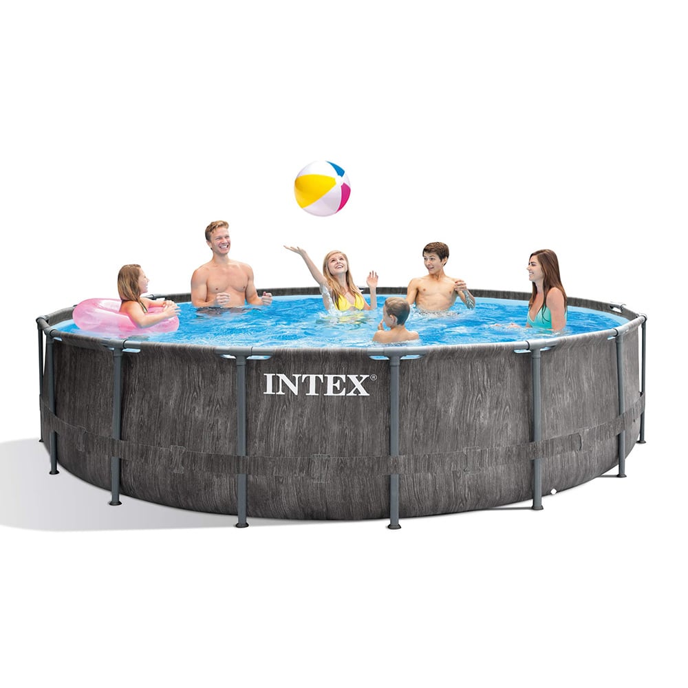 Intex 26742 Piscina Estrutura de Aço Madeira Anti-Ferrugem 457x122 Prism Frame