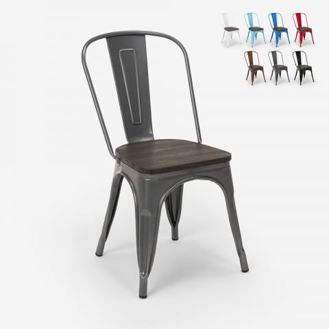 Cadeiras Tolix industrial para cozinha e bar Steel Wood