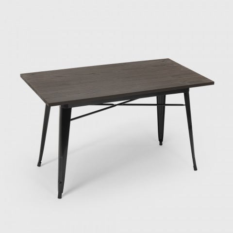 Mesa de jantar industrial 120x60 design tolix metal madeira retangular Caupona