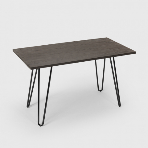 Mesa de jantar industrial 120x60 design tolix metal madeira retangular Prandium