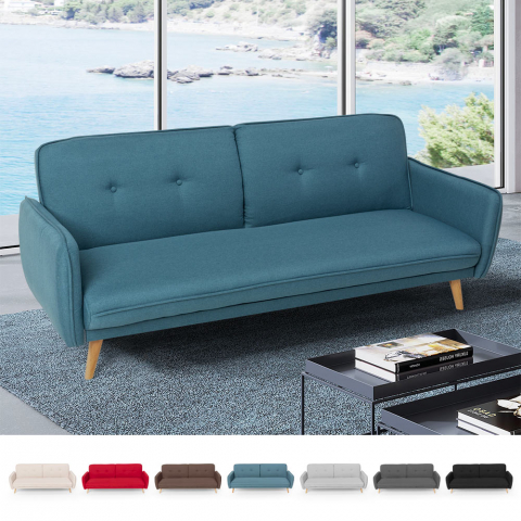 Sofá-cama reclinável de design nórdico clic clac 3 assentos em tecido Merida