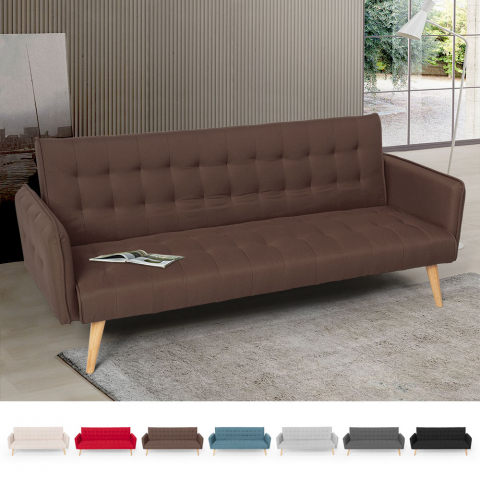 Sofá-cama 3 lugares clic clac em tecido reclinável de design nórdico Malibu