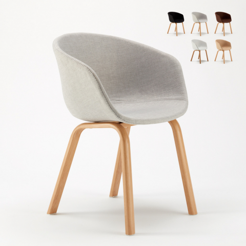 Cadeira de metal madeira tecido bar cozinha design escandinavo Komoda