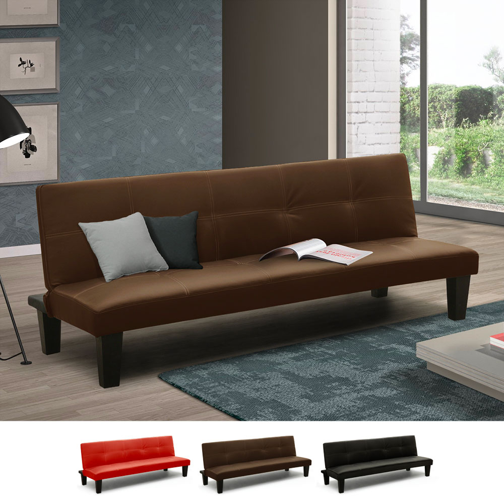 Sofá-cama 2 lugares em Pele sintética Moderno Elegante Pequeno Topazio Joy