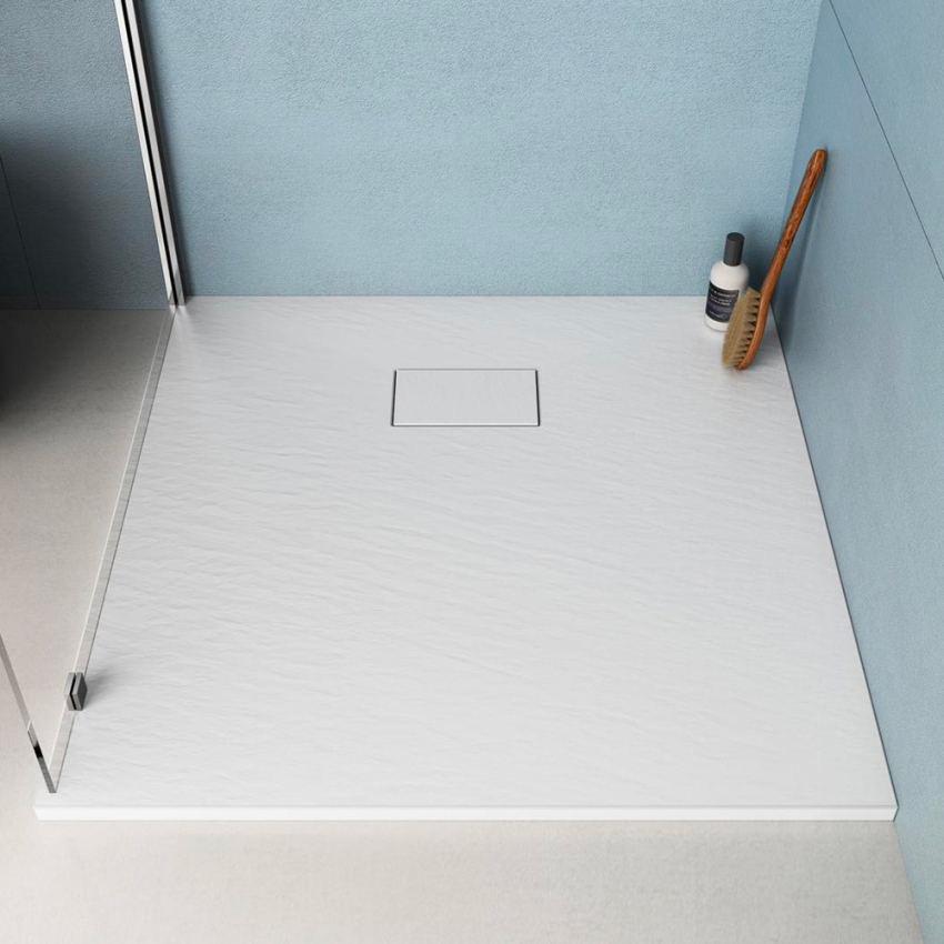 Piatto Doccia Quadrato 90x90 Filo Pavimento Resina Bagno Moderno Stone